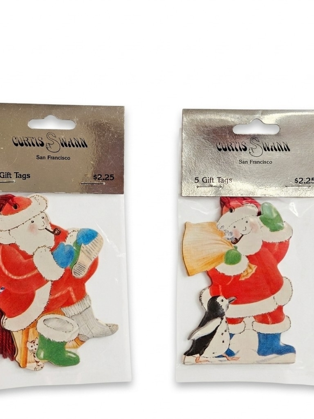 Vtg 1980s Curtis Swann Christmas Gift Tags Santa 2 Packs New